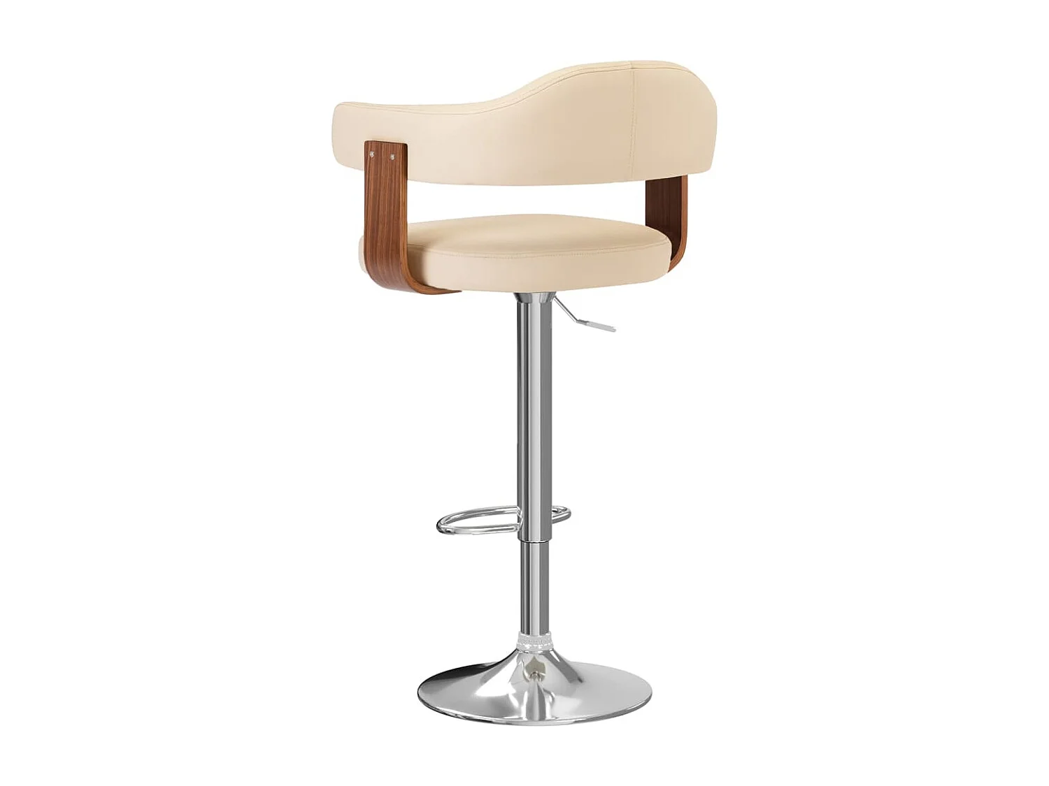 Tabourets de bar lot de 2 crème bois courbé et similicuir