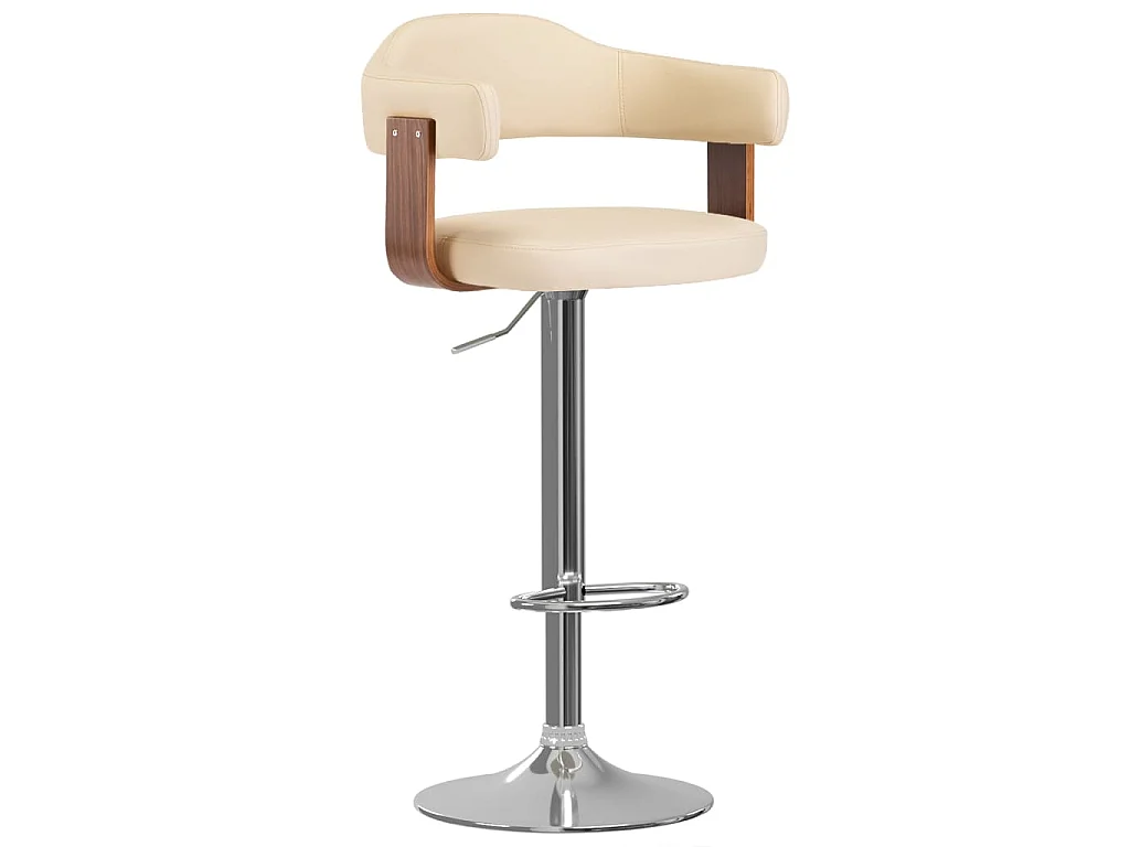 Tabourets de bar lot de 2 crème bois courbé et similicuir