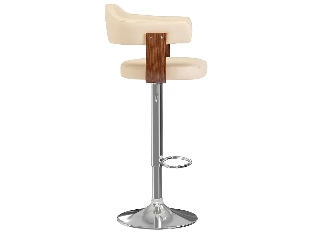 Tabourets de bar lot de 2 crème bois courbé et similicuir
