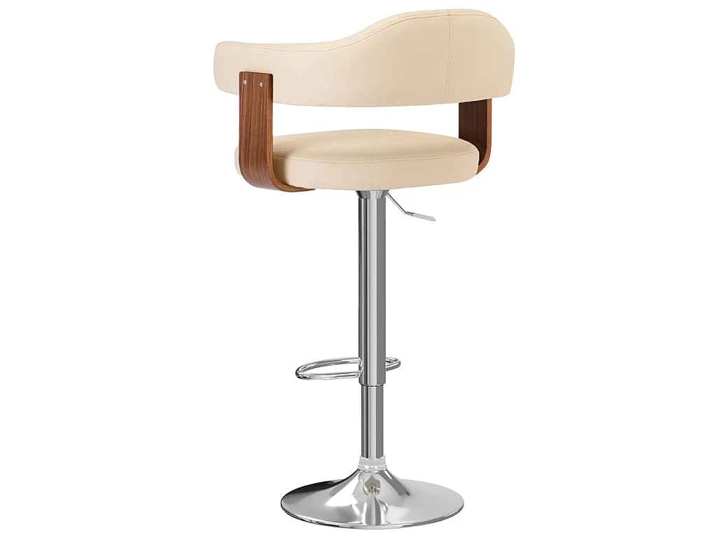 Tabourets de bar lot de 2 crème bois courbé et similicuir