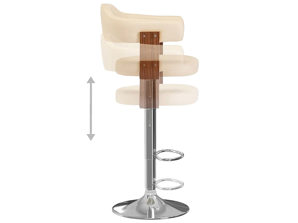 Tabourets de bar lot de 2 crème bois courbé et similicuir