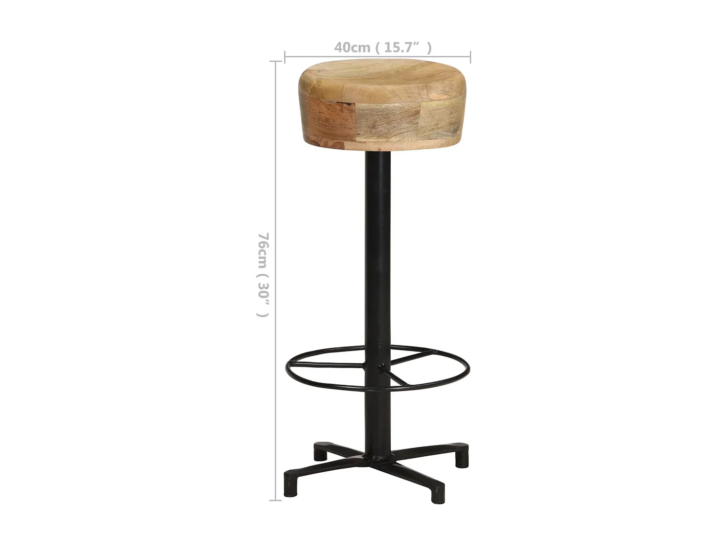 Tabourets de bar lot de 2 76 cm bois de manguier massif