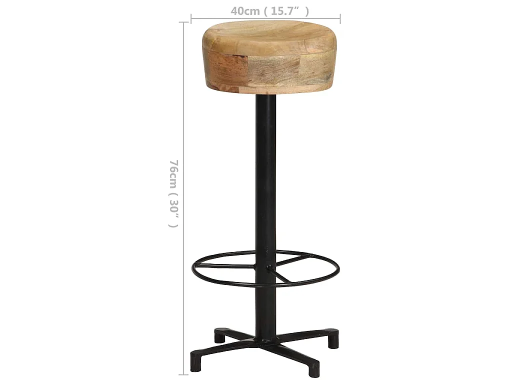 Tabourets de bar lot de 2 76 cm bois de manguier massif