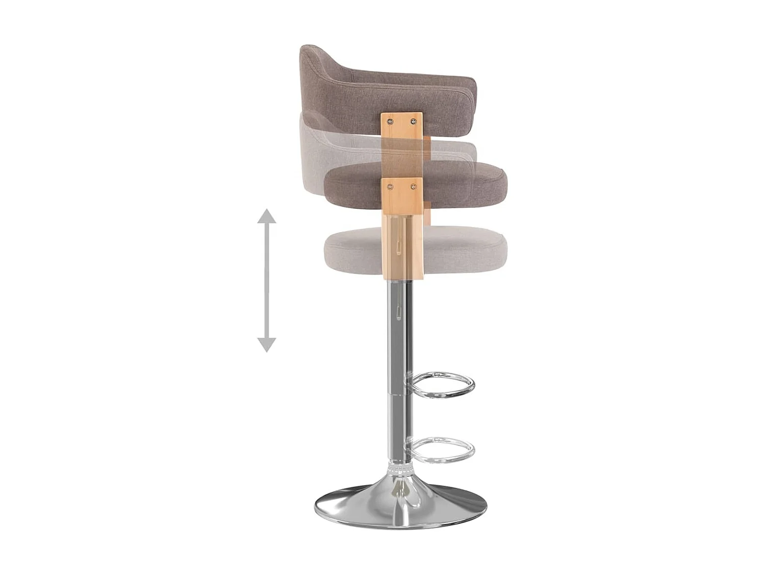 Tabourets de bar lot de 2 taupe bois courbé et tissu