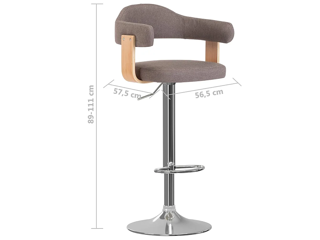 Barkrukken 2 st gebogen hout en stof taupe