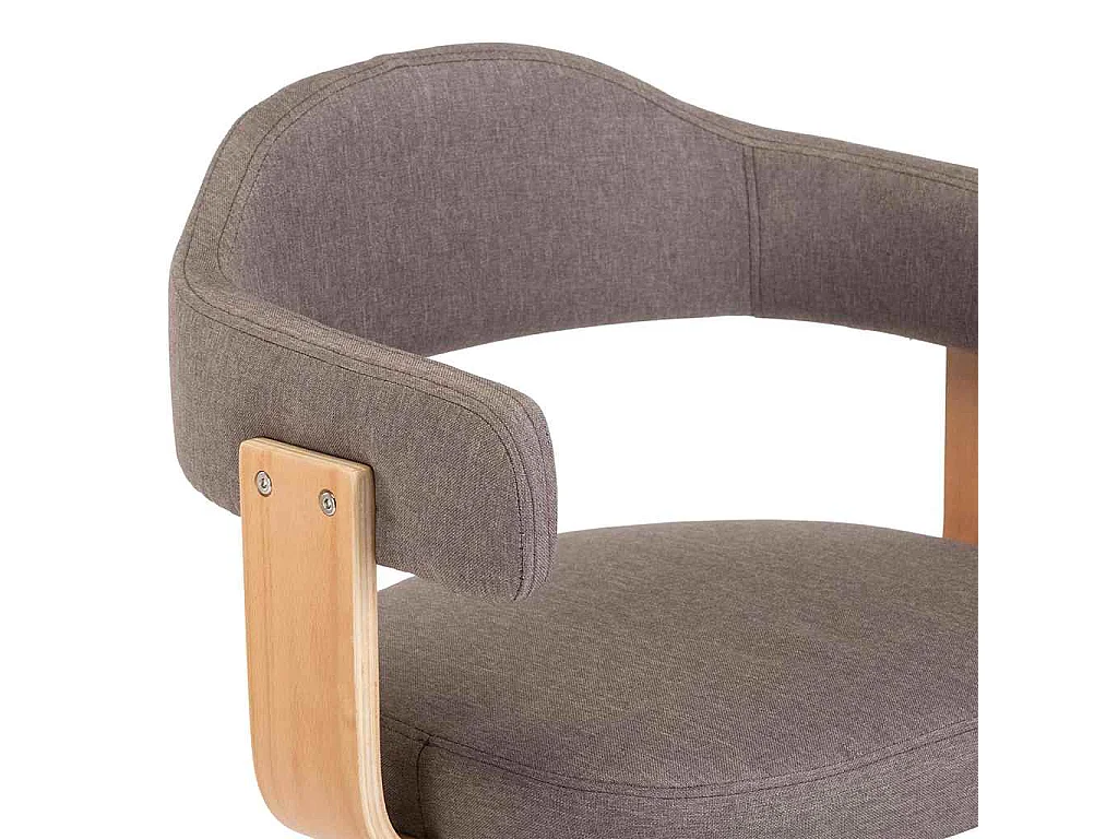 Tabourets de bar lot de 2 taupe bois courbé et tissu
