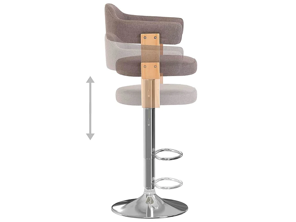 Tabourets de bar lot de 2 taupe bois courbé et tissu