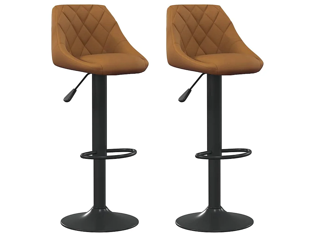 Tabourets de bar lot de 2 marron velours