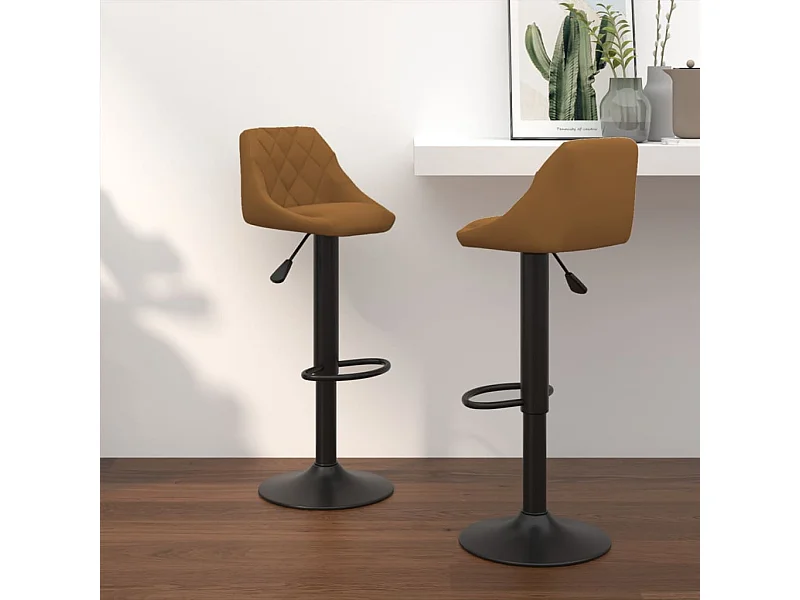 Tabourets de bar lot de 2 marron velours