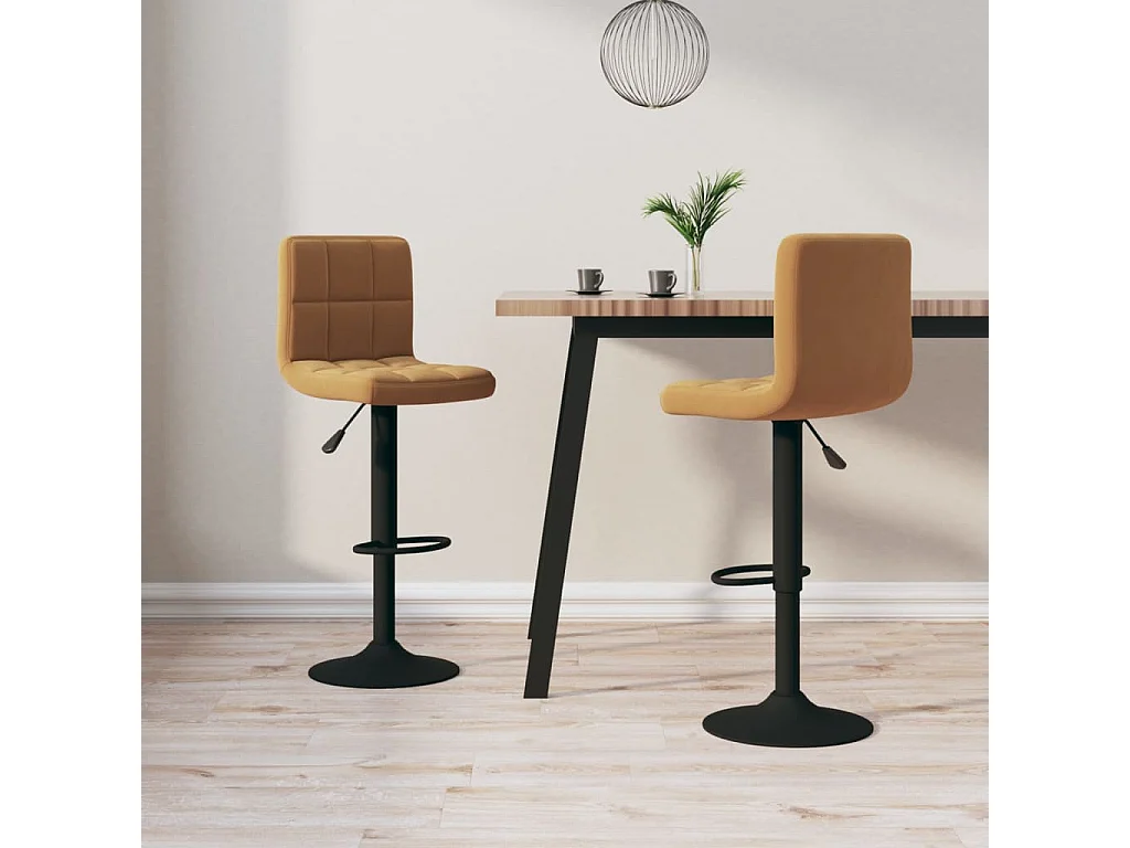 Tabourets de bar lot de 2 marron velours