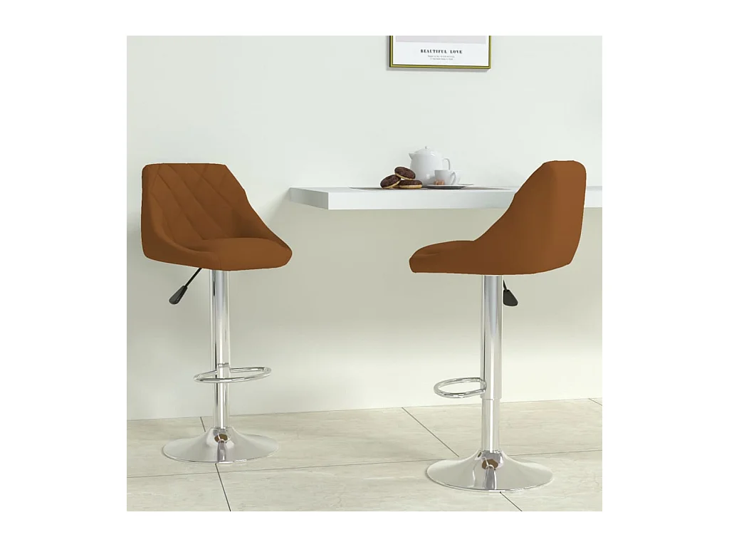 Barhocker 2 Stk. Braun Samt
