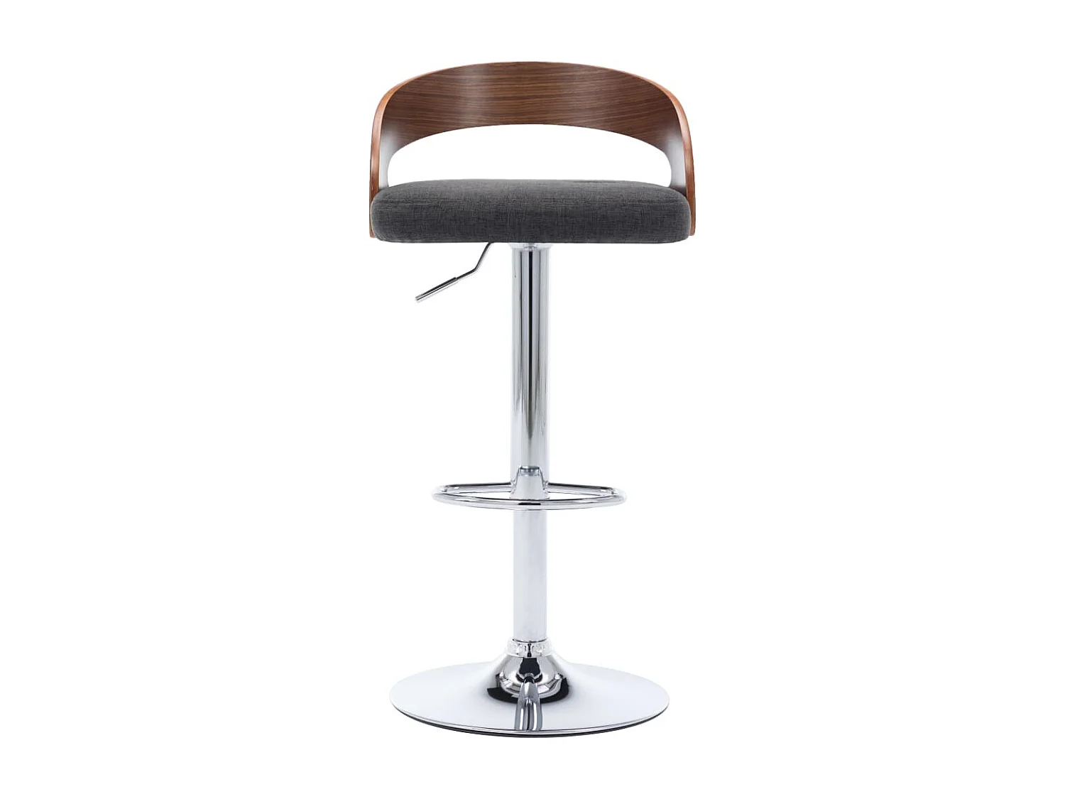 Tabourets de bar lot de 2 gris foncé tissu et bois courbé