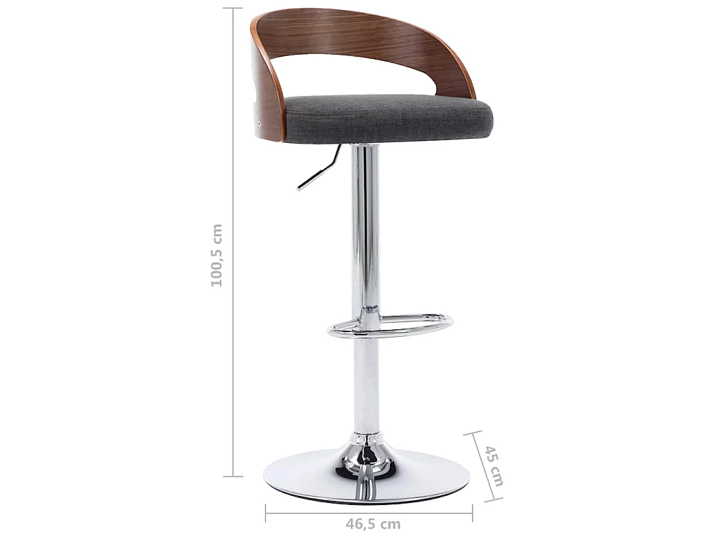 Taburetes cocina 2 unidades tela y madera curvada gris oscuro