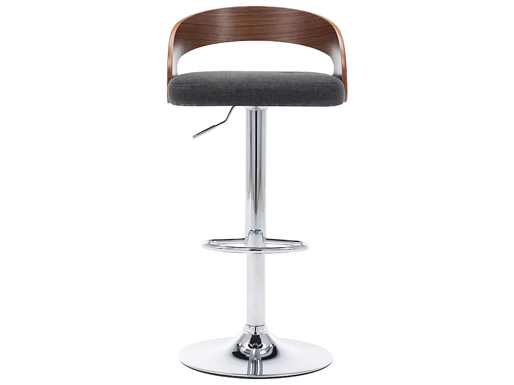 Tabourets de bar lot de 2 gris foncé tissu et bois courbé