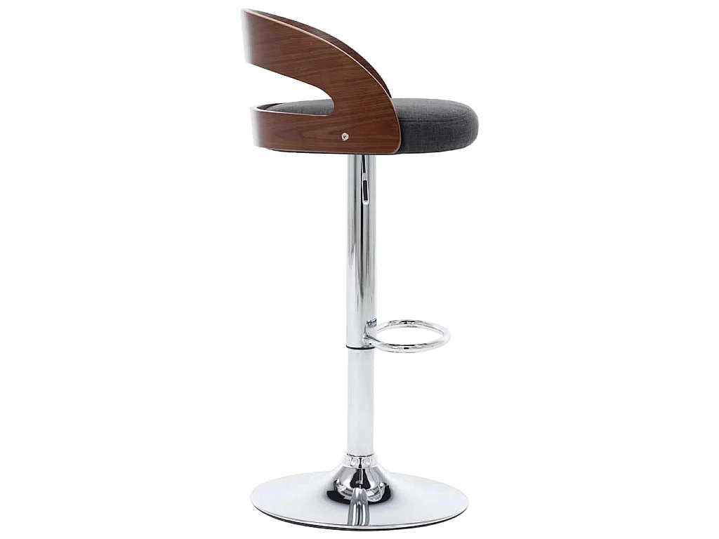 Tabourets de bar lot de 2 gris foncé tissu et bois courbé