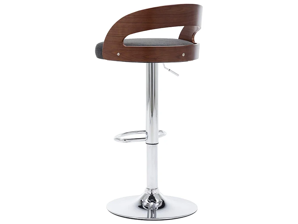 Tabourets de bar lot de 2 gris foncé tissu et bois courbé