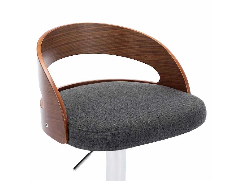 Tabourets de bar lot de 2 gris foncé tissu et bois courbé