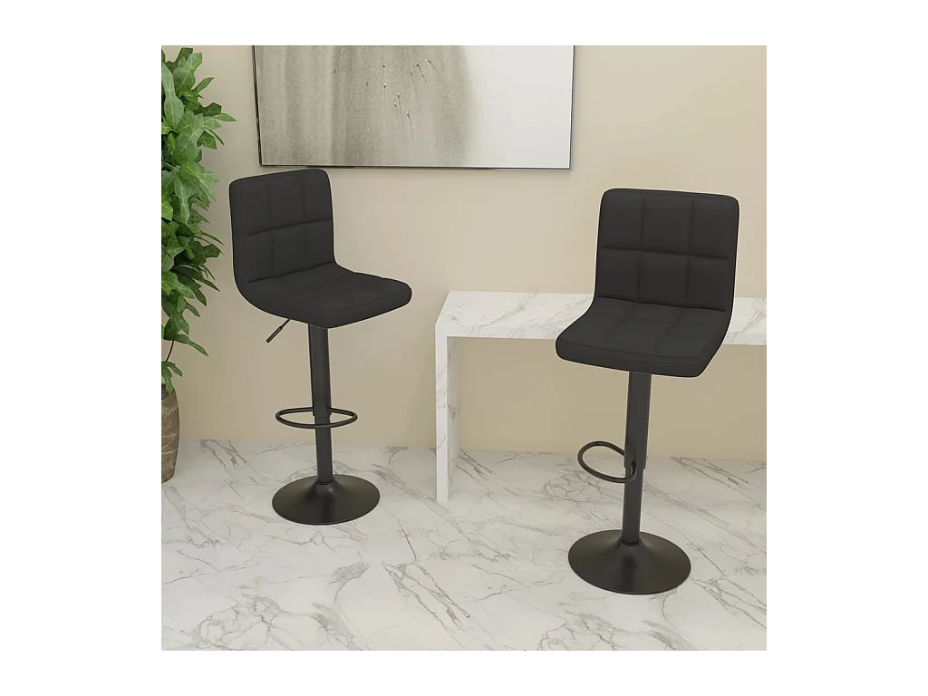 Tabourets de bar lot de 2 noir tissu