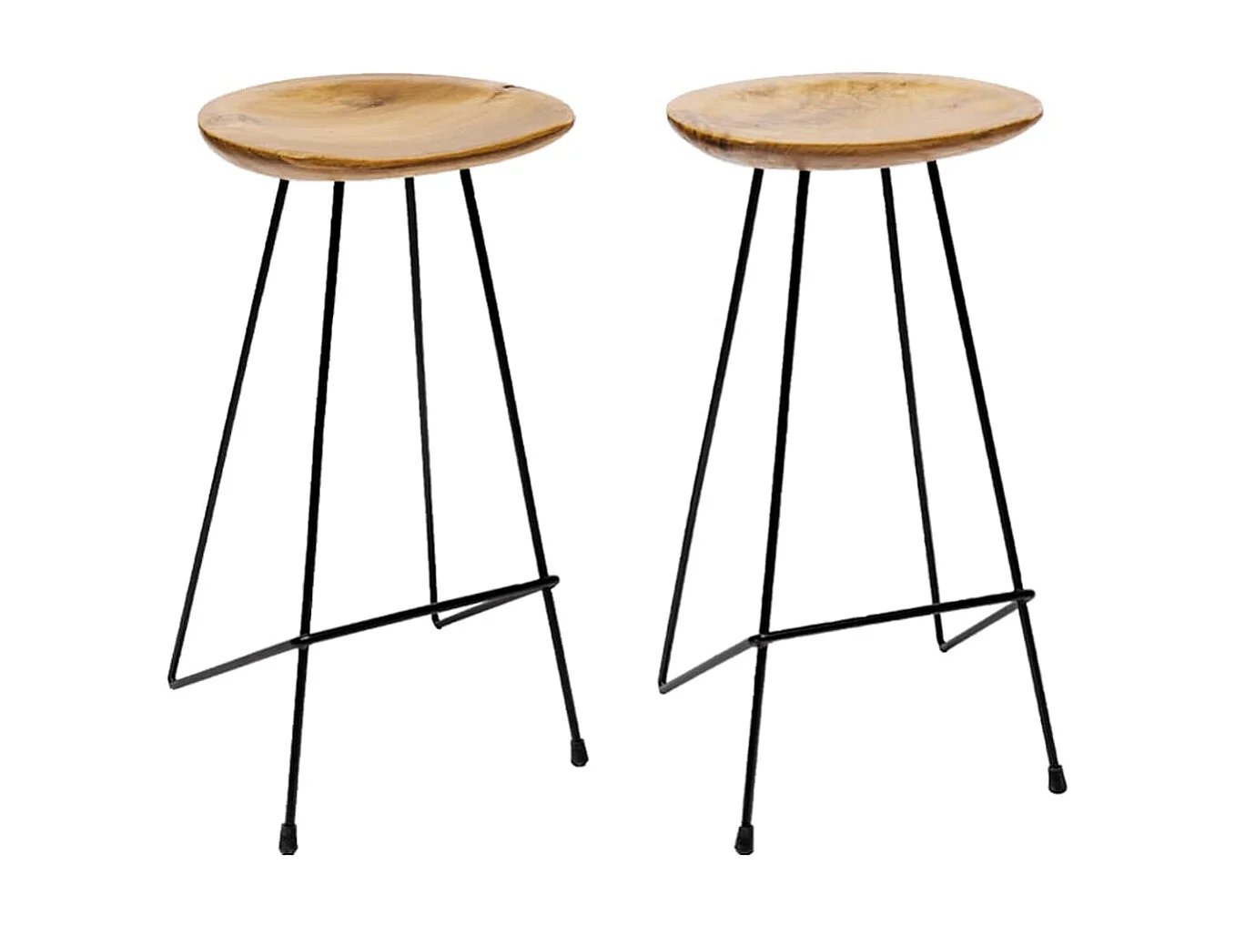 Tabourets de bar lot de 2 bois de teck massif