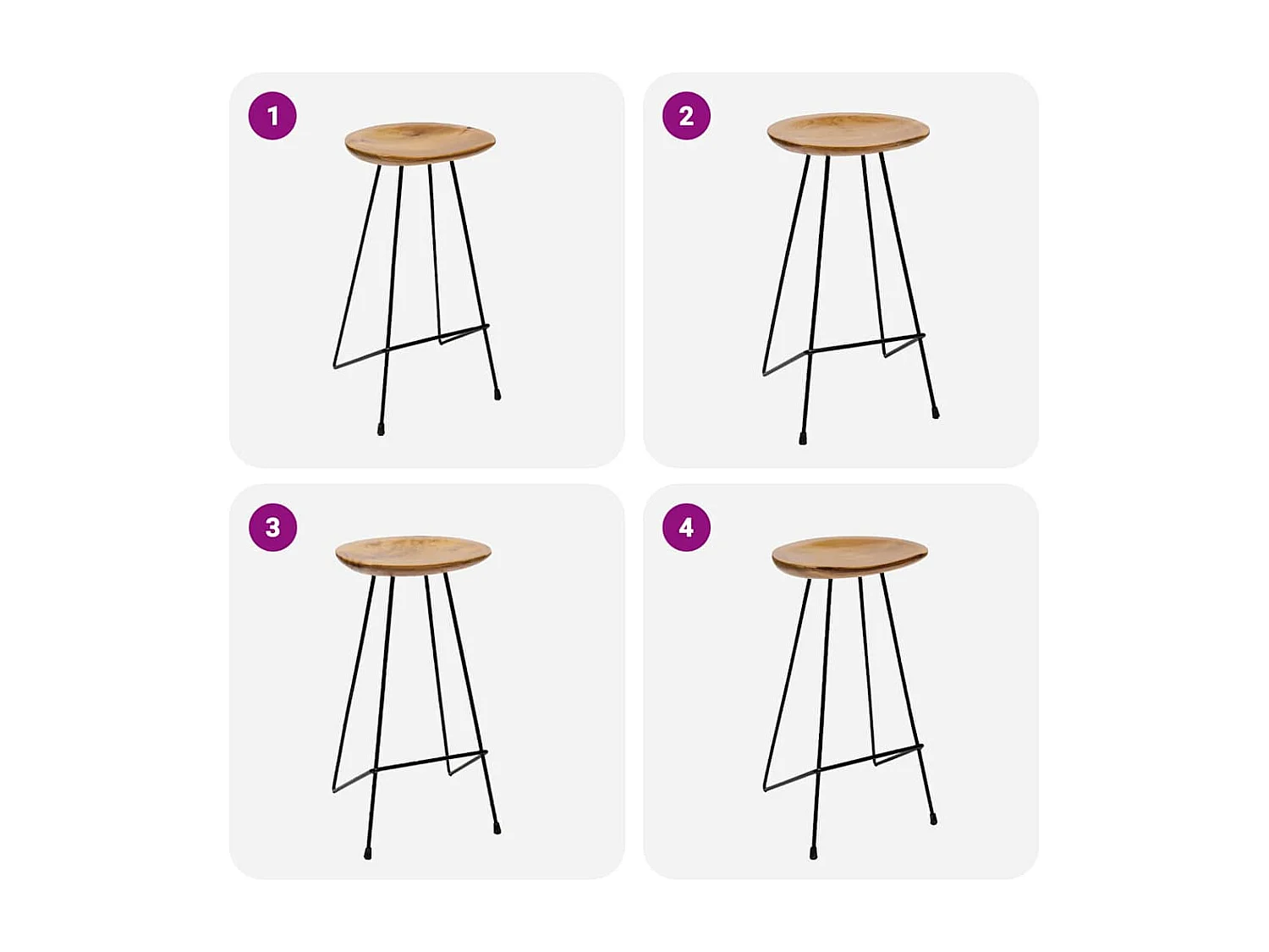 Tabourets de bar lot de 2 bois de teck massif