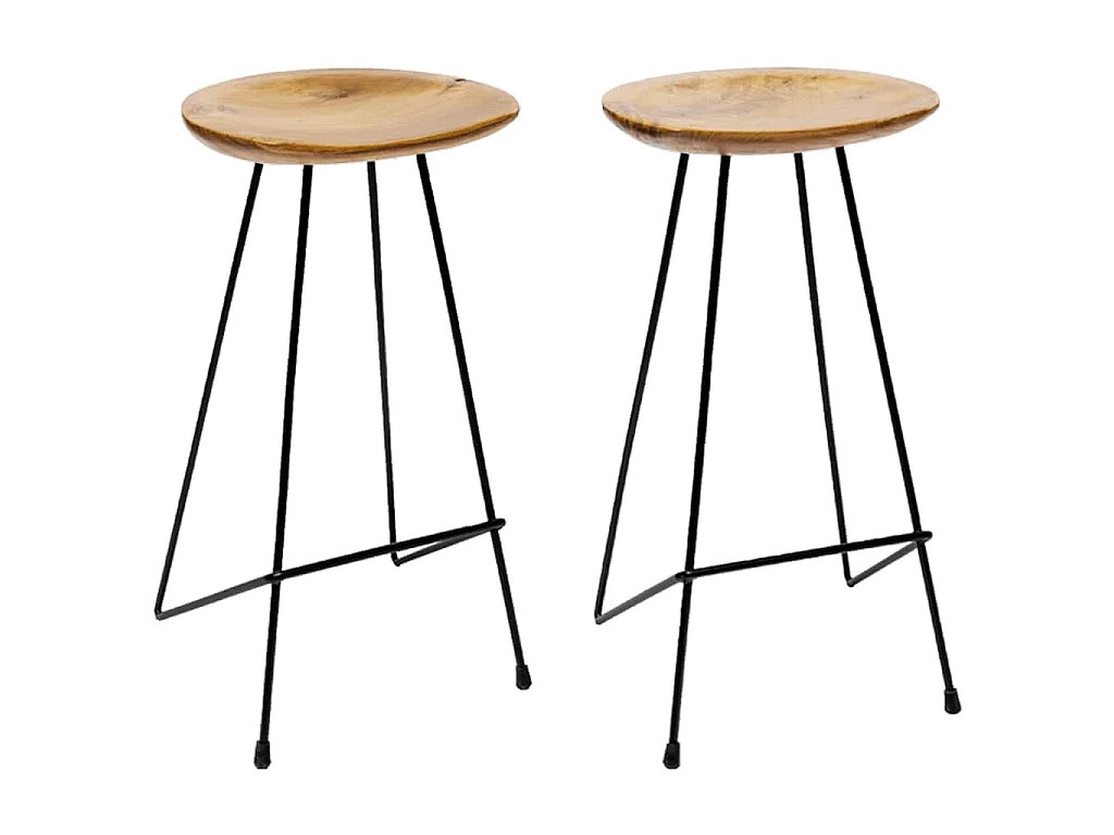 Tabourets de bar lot de 2 bois de teck massif