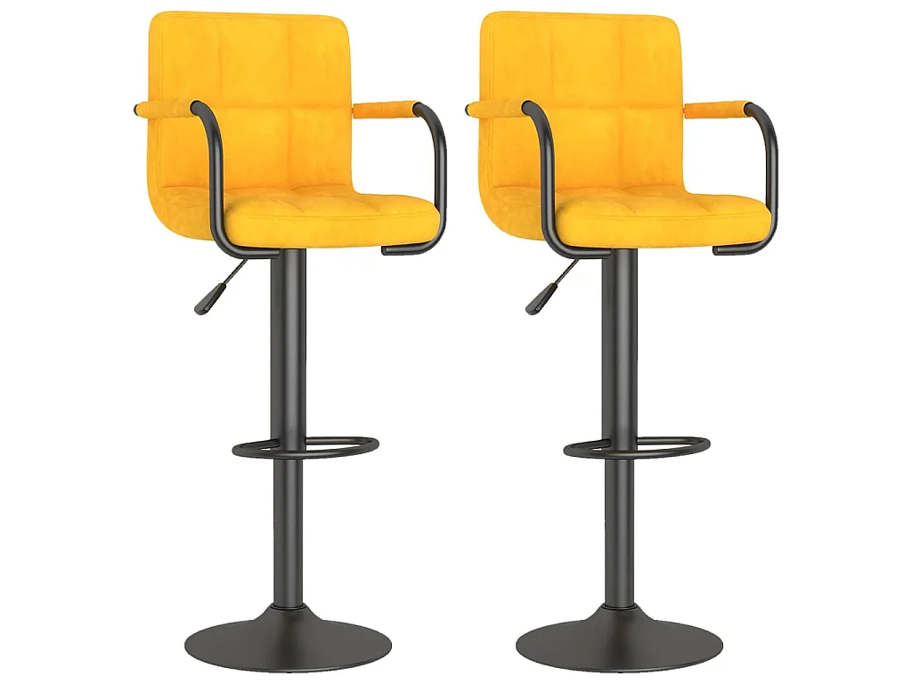 Tabourets de bar lot de 2 jaune moutarde velours