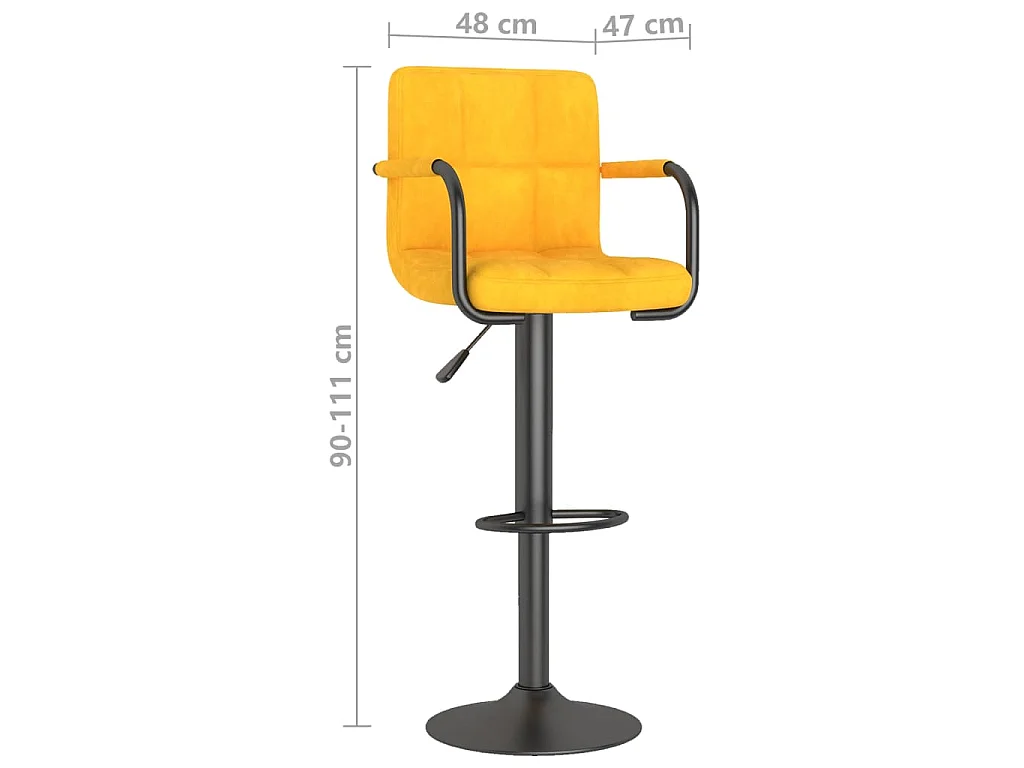 Tabourets de bar lot de 2 jaune moutarde velours