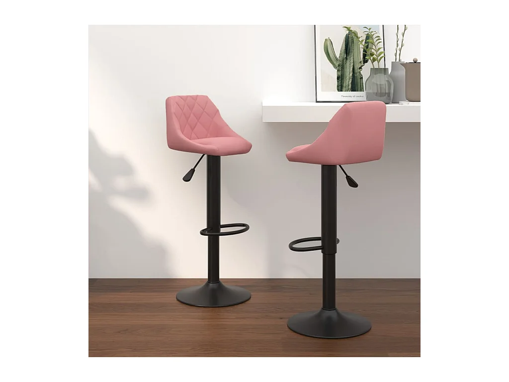 Tabourets de bar lot de 2 rose velours