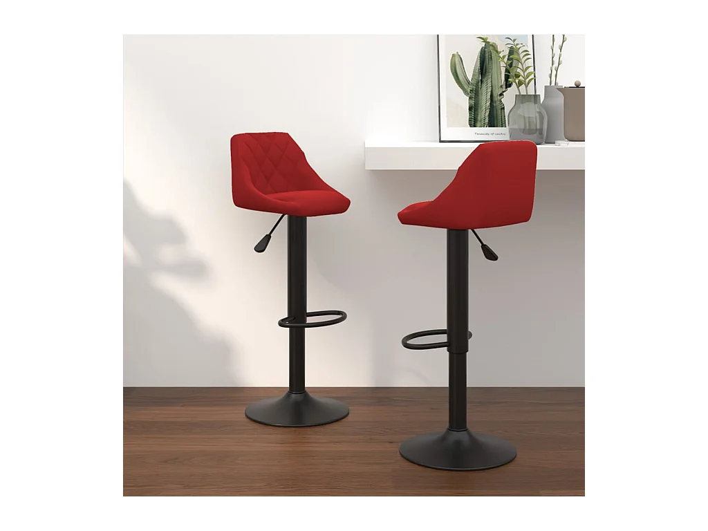 Tabourets de bar lot de 2 rouge bordeaux velours