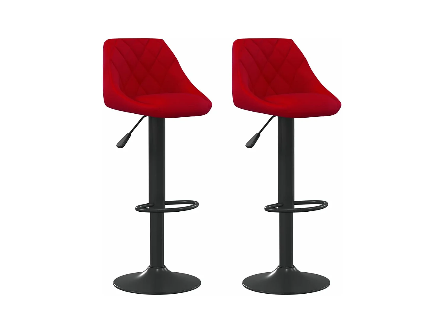 Tabourets de bar lot de 2 rouge bordeaux velours