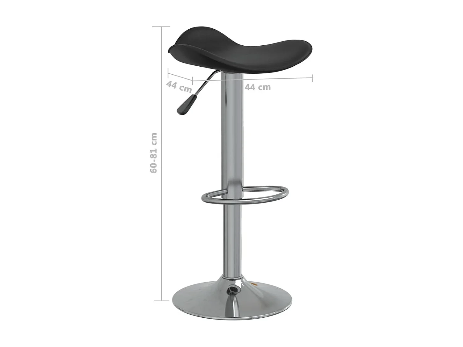 Tabourets de bar lot de 2 noir acier chromé et cuir artificiel