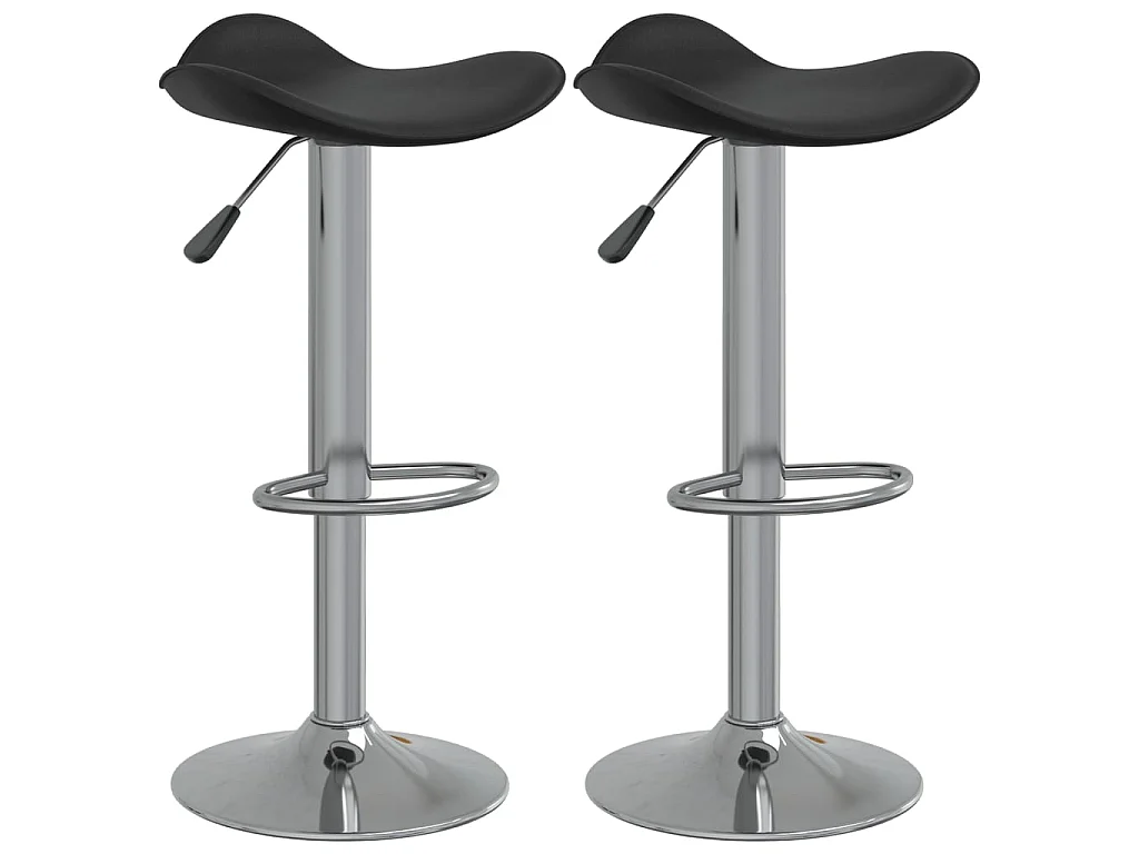 Tabourets de bar lot de 2 noir acier chromé et cuir artificiel