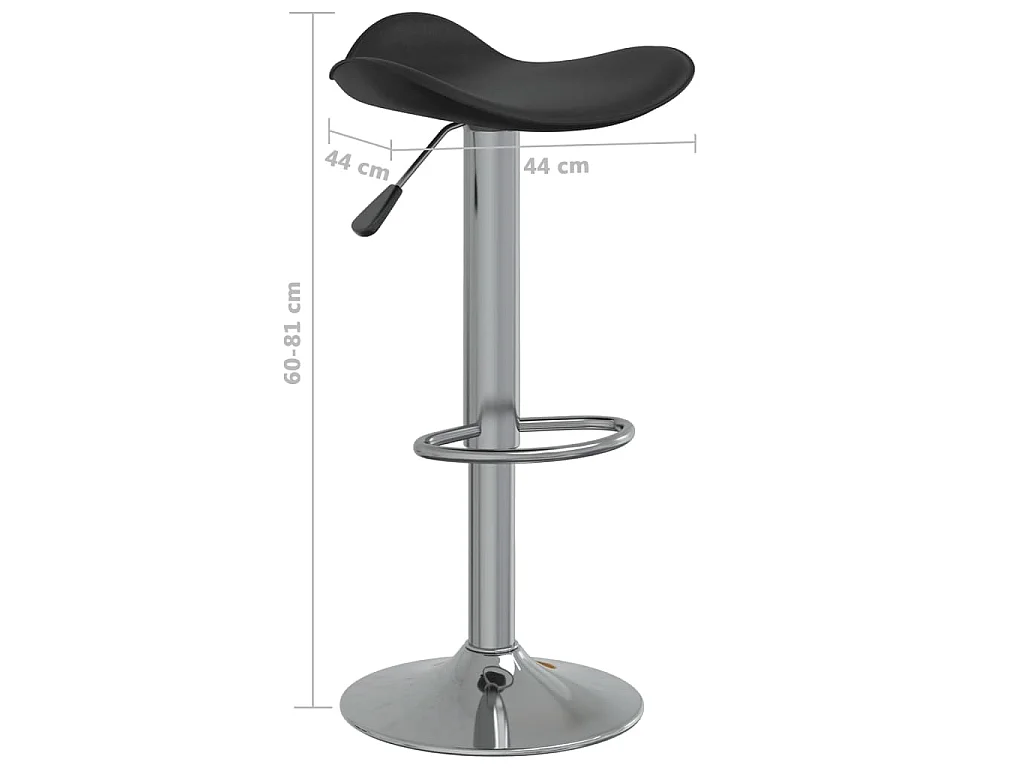 Tabourets de bar lot de 2 noir acier chromé et cuir artificiel