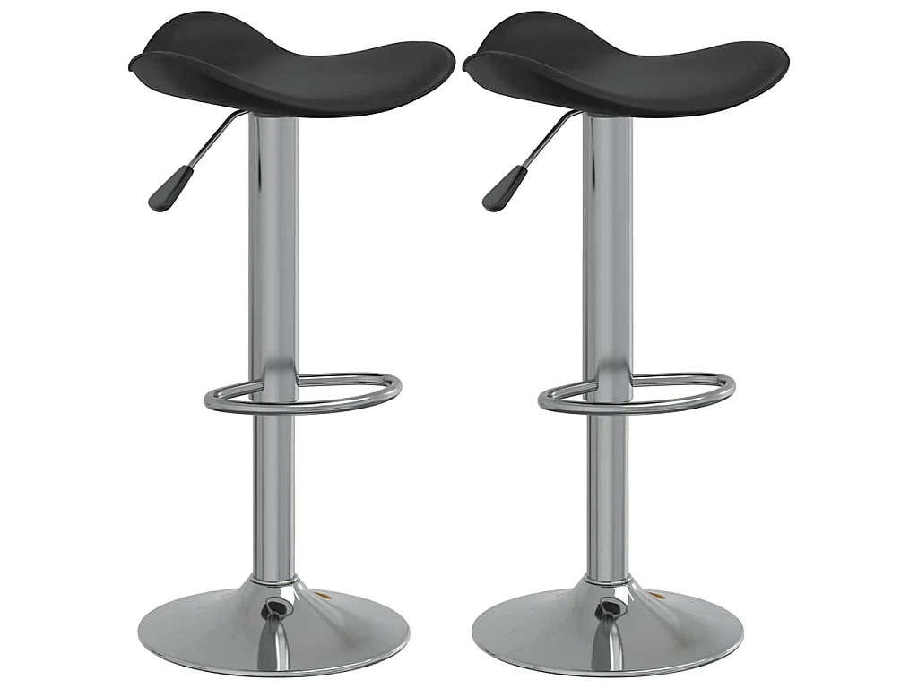 Tabourets de bar lot de 2 noir acier chromé et cuir artificiel