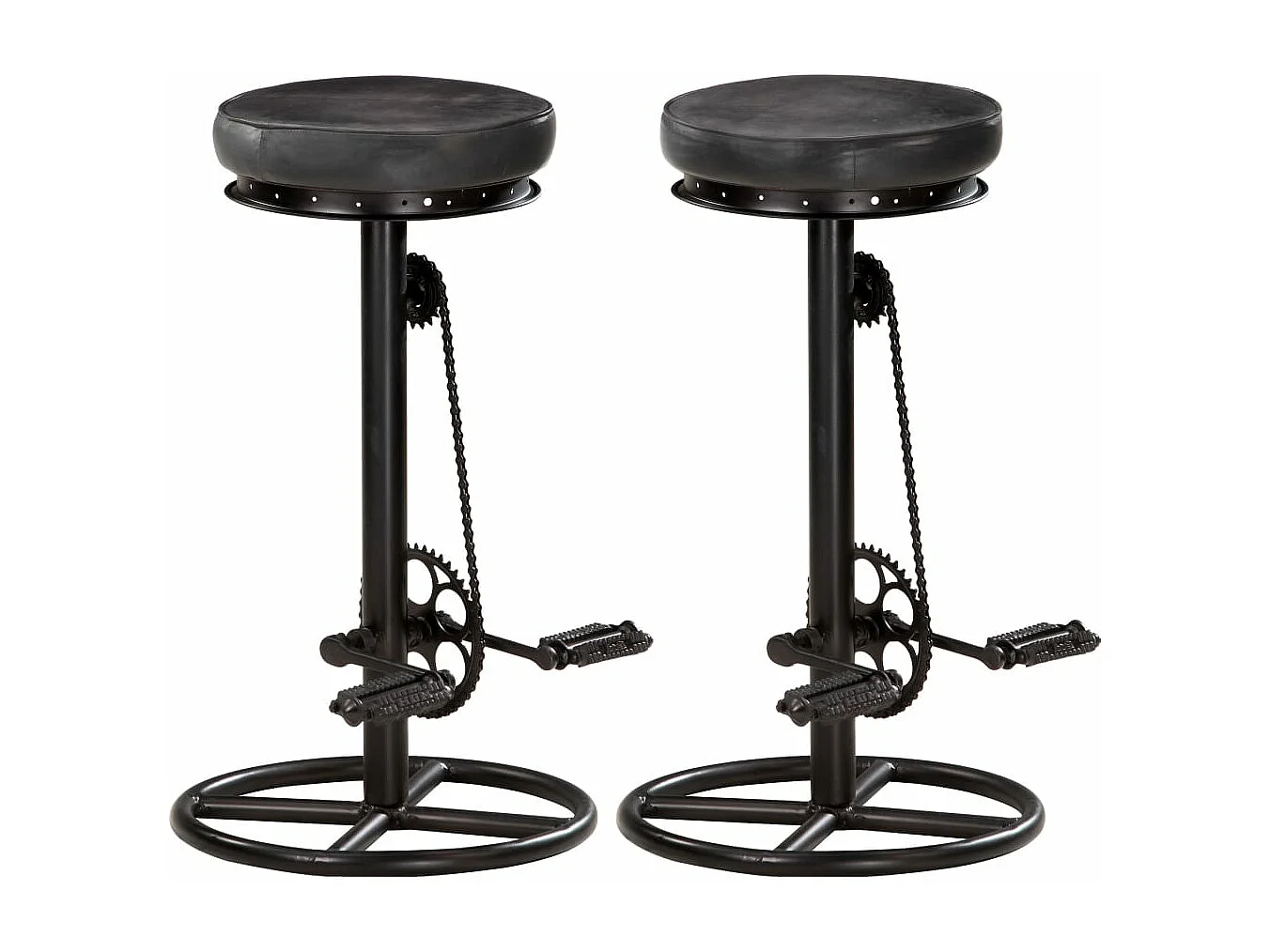Tabourets de bar lot de 2 noir cuir véritable de chèvre