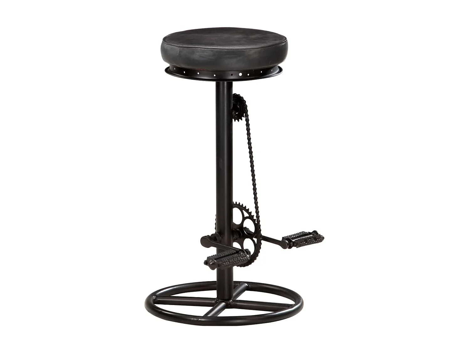 Tabourets de bar lot de 2 noir cuir véritable de chèvre