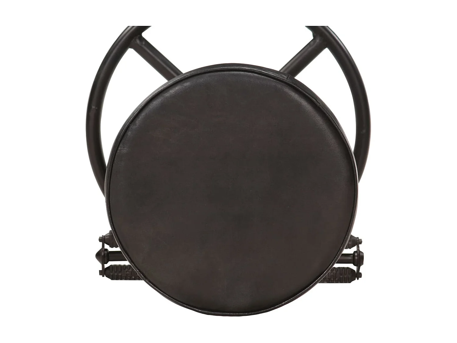 Tabourets de bar lot de 2 noir cuir véritable de chèvre