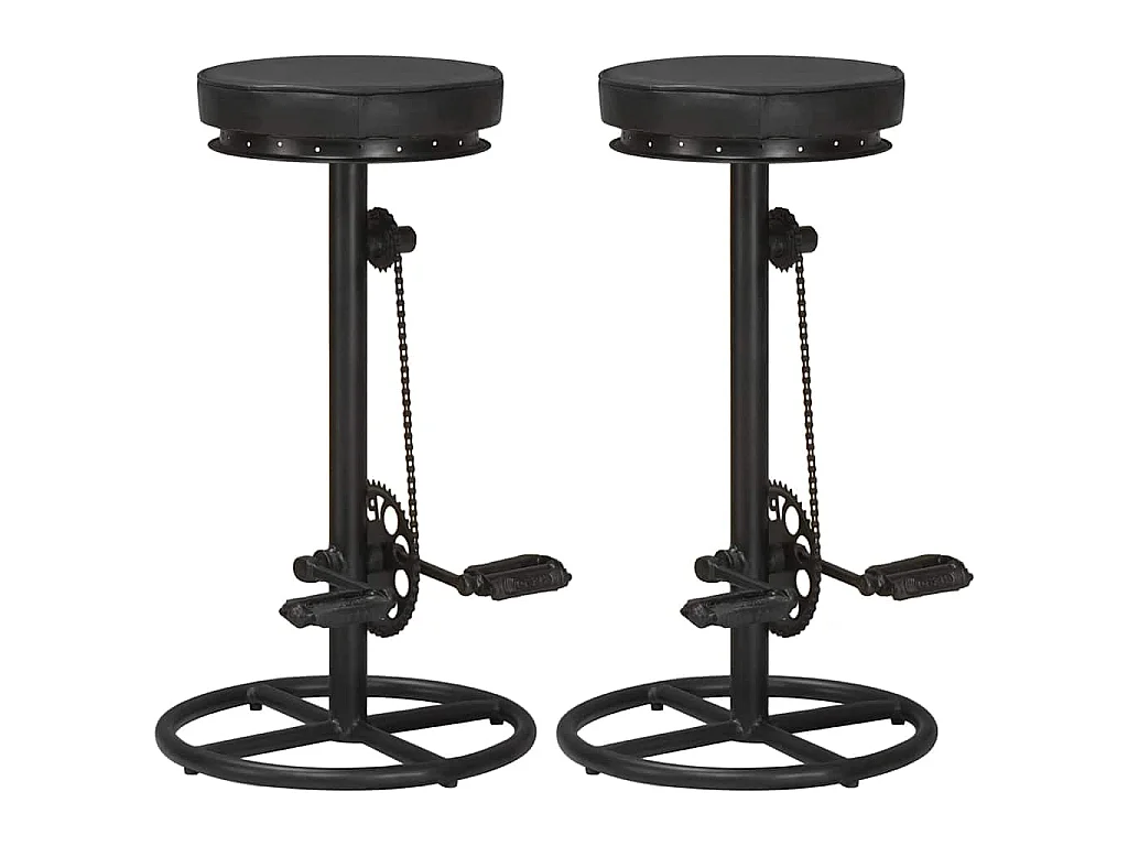 Tabourets de bar lot de 2 noir cuir véritable de chèvre