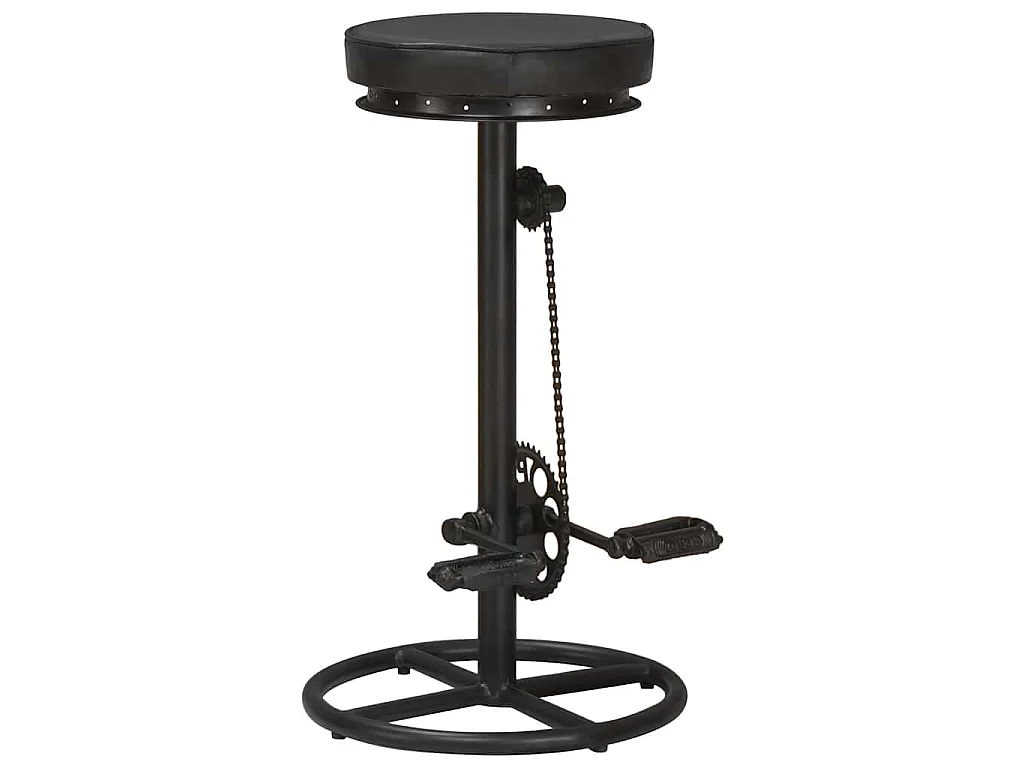 Tabourets de bar lot de 2 noir cuir véritable de chèvre