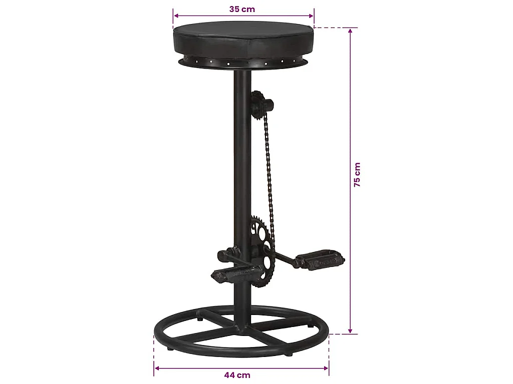 Tabourets de bar lot de 2 noir cuir véritable de chèvre