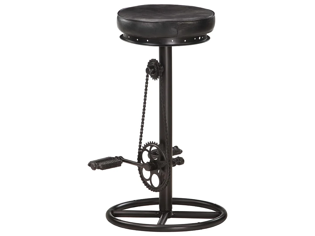 Tabourets de bar lot de 2 noir cuir véritable de chèvre