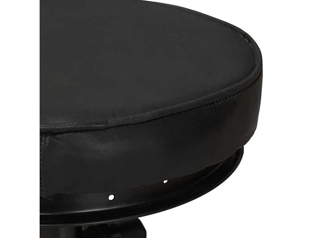 Tabourets de bar lot de 2 noir cuir véritable de chèvre