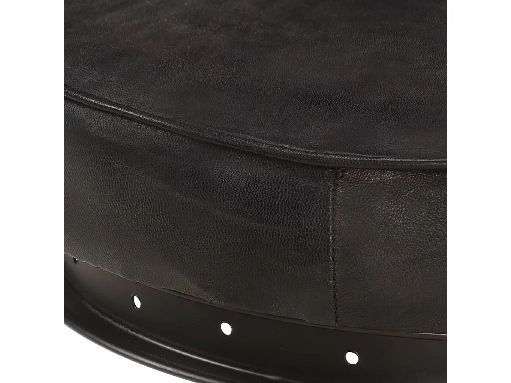 Tabourets de bar lot de 2 noir cuir véritable de chèvre