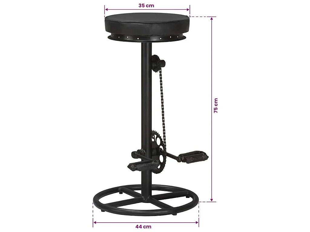 Tabourets de bar lot de 2 noir cuir véritable de chèvre