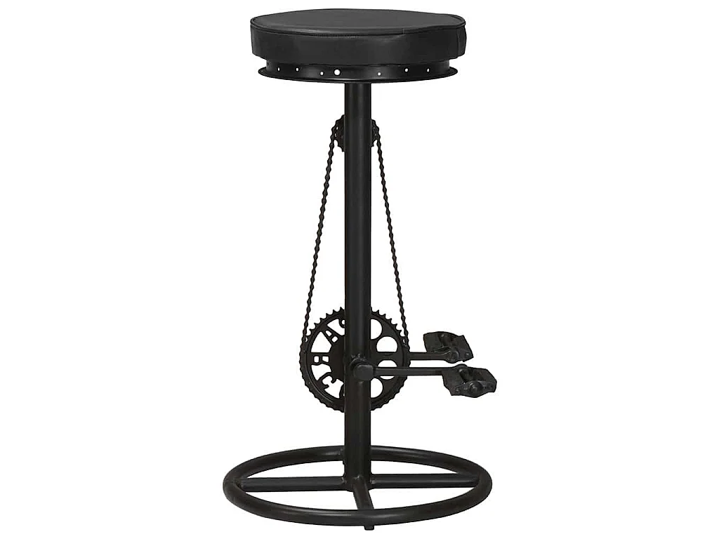 Tabourets de bar lot de 2 noir cuir véritable de chèvre