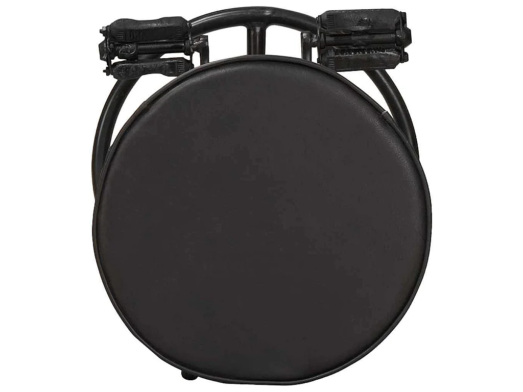 Tabourets de bar lot de 2 noir cuir véritable de chèvre