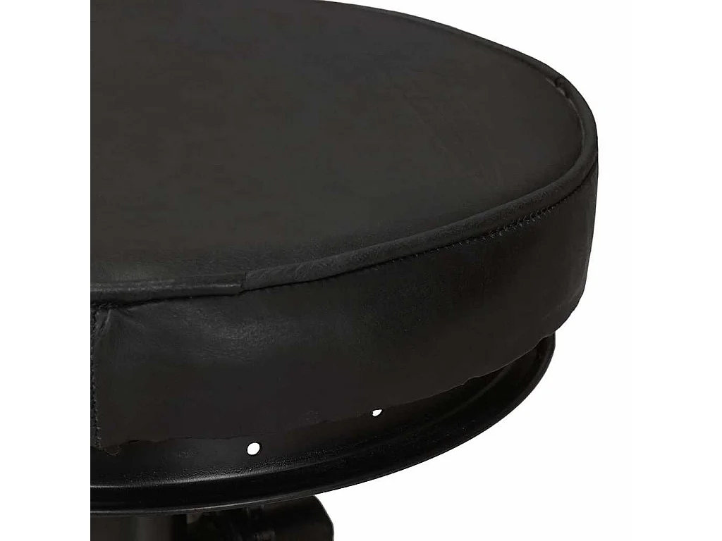 Tabourets de bar lot de 2 noir cuir véritable de chèvre