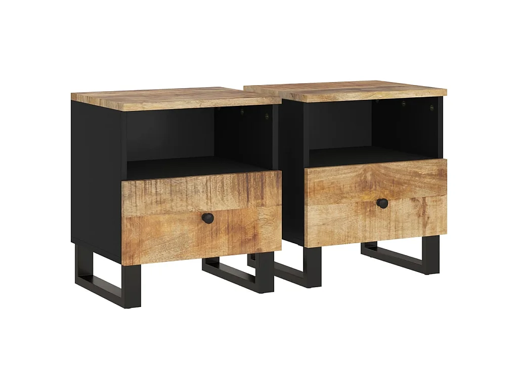 Tables de chevet 2 pcs Bois de manguier solide et d'ingénierie