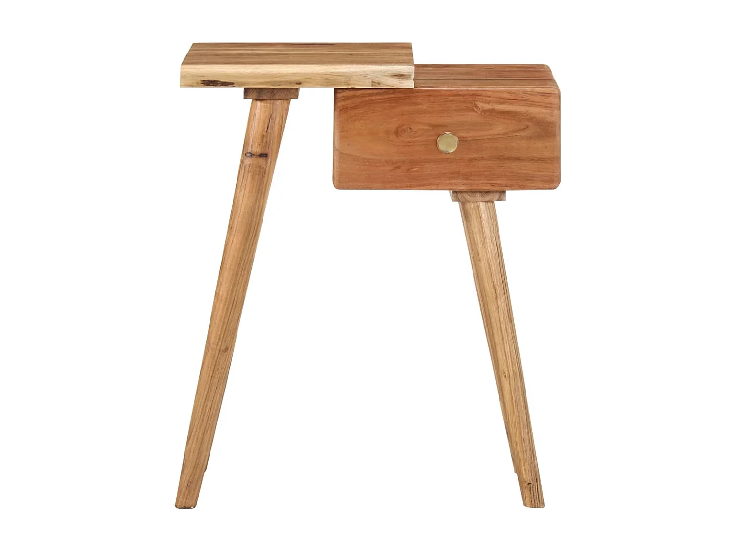 Mesa de cabeceira em madeira de acácia maciça 45x32x55 cm