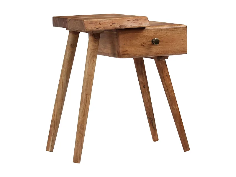 Mesa de cabeceira em madeira de acácia maciça 45x32x55 cm